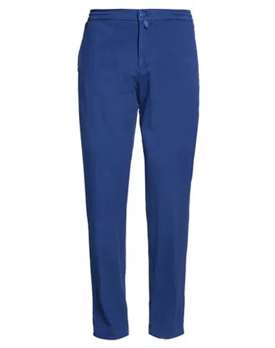 Kiton Man Pants Blue Size 35 Cotton, Cashmere, Elastane