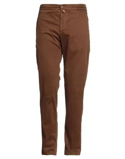 Kiton Man Pants Brown Size 35 Cotton, Elastane