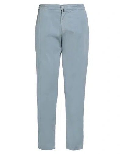 Kiton Man Pants Light Blue Size 35 Lycra, Cotton, Elastane
