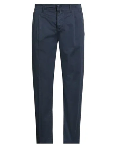 Kiton Man Pants Midnight Blue Size 35 Cotton, Elastane