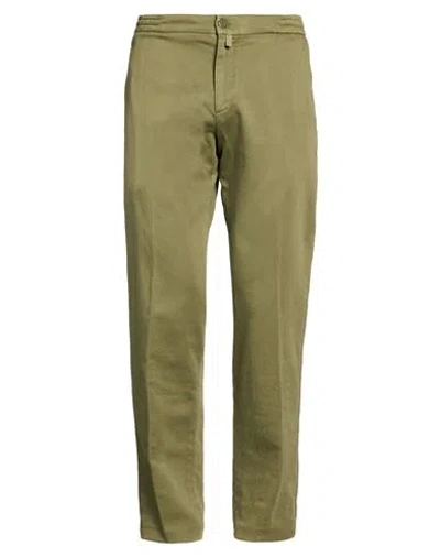 Kiton Man Pants Military Green Size 35 Cotton, Linen, Elastane