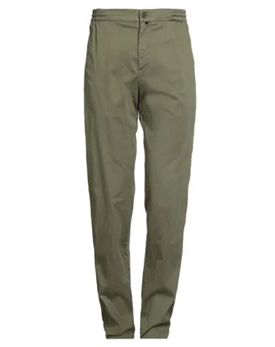 Kiton Man Pants Military Green Size 35 Cotton, Lycra, Elastane In Gray