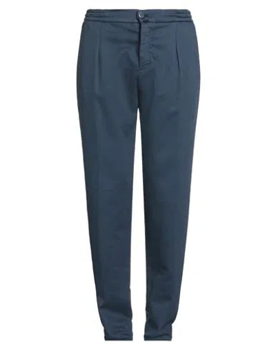 Kiton Man Pants Slate Blue Size 34 Cotton, Elastane