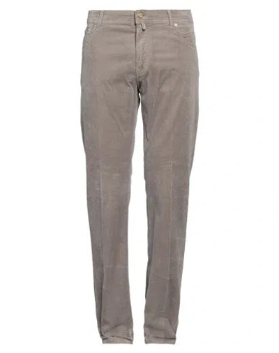 Shop Kiton Man Pants Taupe Size 36 Cotton, Cashmere, Elastane In Grey