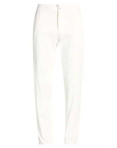Kiton Man Pants White Size 36 Cotton, Lyocell, Elastane