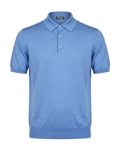 Kiton Man Polo Shirt Pastel Blue Size S Cotton