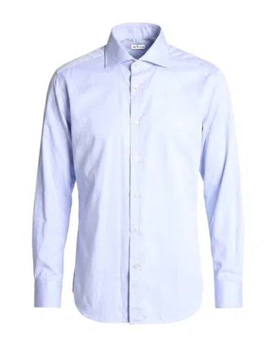 Kiton Man Shirt Azure Size 16 ½ Cotton In Blue