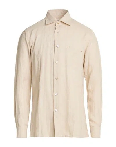Kiton Man Shirt Beige Size S Linen