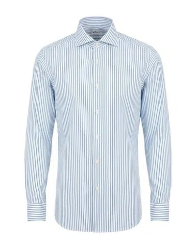 Kiton Man Shirt Green Size 16 Cotton In Blue