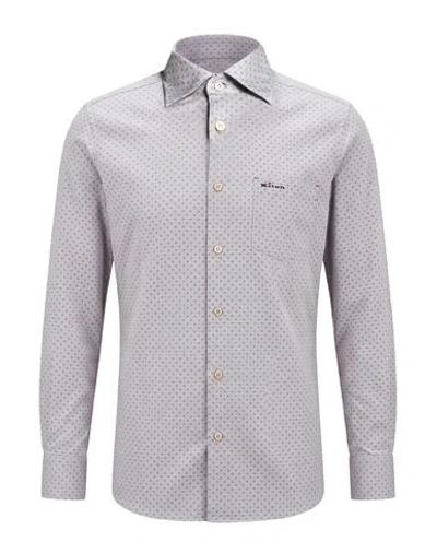 Kiton Man Shirt Grey Size S Cotton In Gray