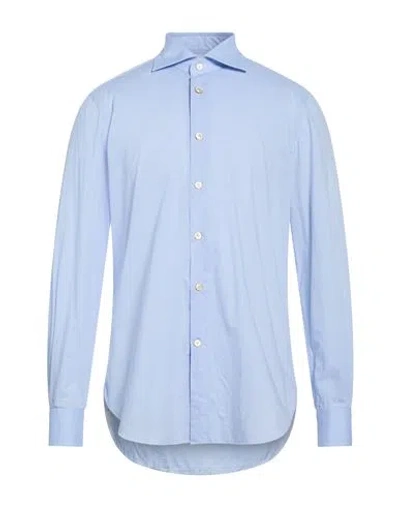 Kiton Man Shirt Light Blue Size 15 Cotton