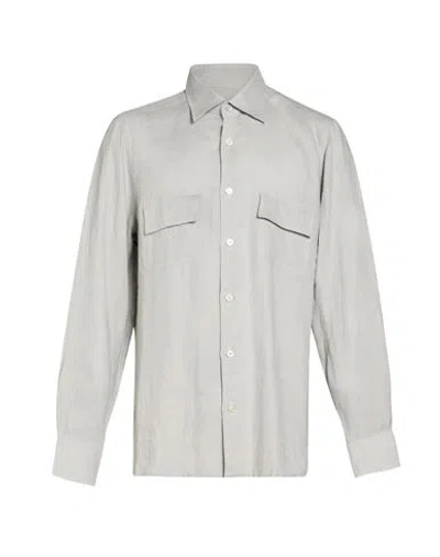 Kiton Man Shirt Light Grey Size S Linen In Gray