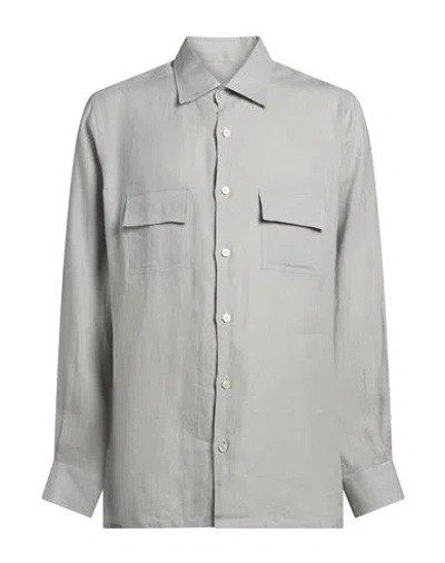 Kiton Man Shirt Light Grey Size Xxl Linen In Gray