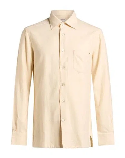 Kiton Man Shirt Pastel Yellow Size 15 Cotton In Neutral