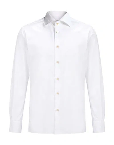 Kiton Man Shirt White Size 17 Cotton