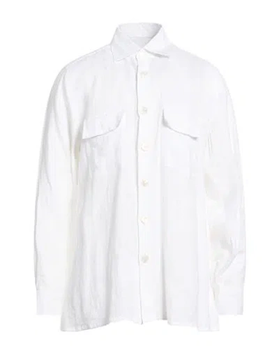Kiton Man Shirt White Size S Linen
