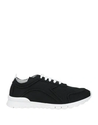 Kiton Man Sneakers Black Size 10 Cotton, Elastane