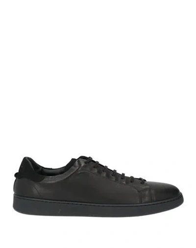Kiton Man Sneakers Black Size 7 Calfskin, Sheepskin