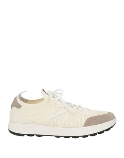 Kiton Man Sneakers Cream Size 10 Leather, Textile Fibers In Neutral