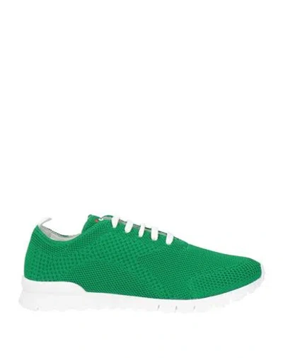 Kiton Man Sneakers Green Size 7.5 Cotton, Elastane