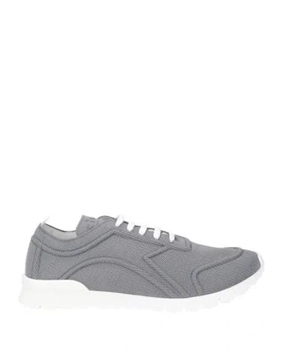 Kiton Man Sneakers Grey Size 7 Cotton, Elastane In Gray