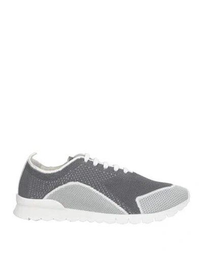 Kiton Man Sneakers Grey Size 9 Cotton, Elastane In Gray