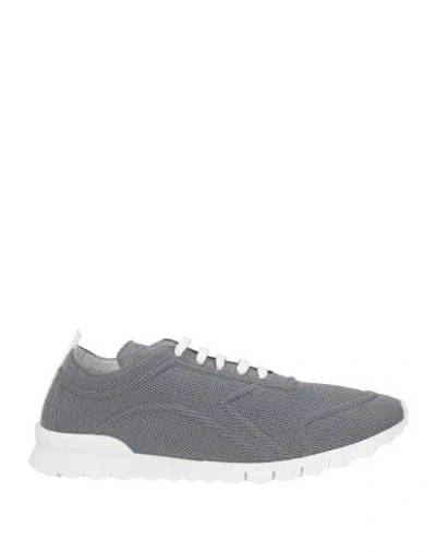 Kiton Man Sneakers Grey Size 9 Textile Fibers In Blue