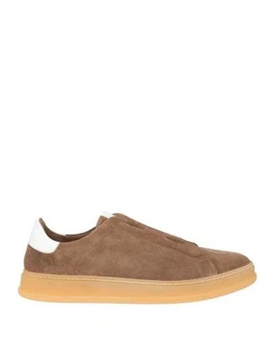 Kiton Man Sneakers Light Brown Size 11 Calfskin In Multi
