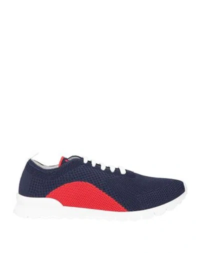 Kiton Man Sneakers Navy Size 8.5 Cotton, Elastane In Blue