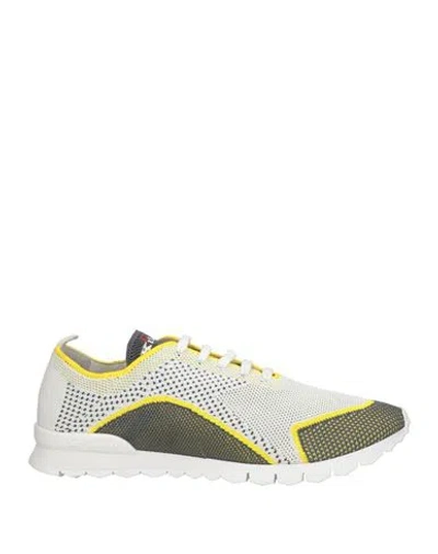Kiton Man Sneakers White Size 9 Cotton, Elastane In Multi