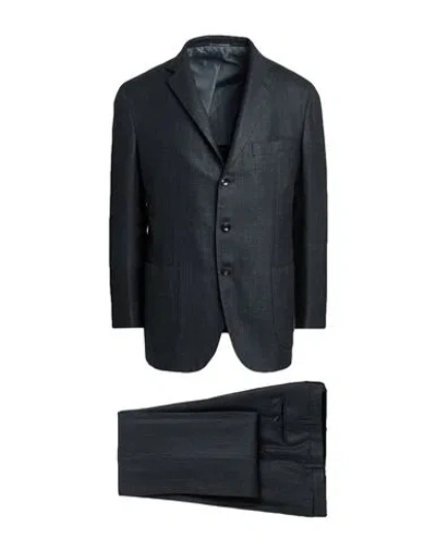 Kiton Man Suit Charcoal Size 42 Cashmere, Silk, Linen In Grey