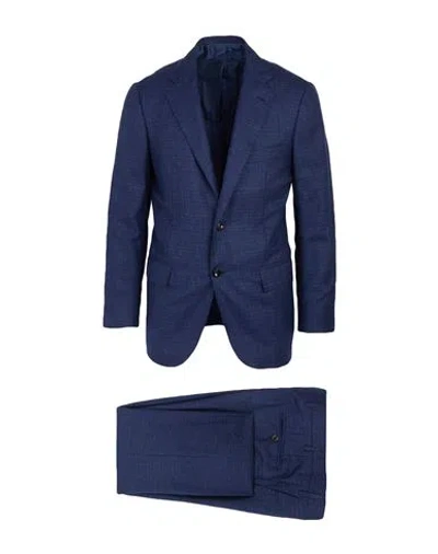 Kiton Man Suit Navy Size 46 Cashmere, Linen, Silk