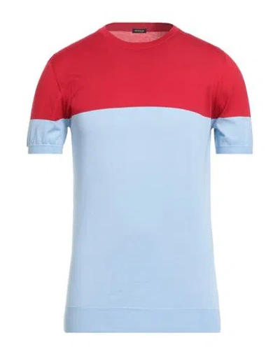 Kiton Man Sweater Red Size 40 Cotton In Blue