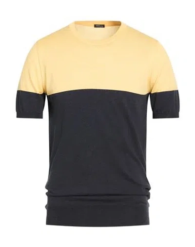Kiton Man Sweater Yellow Size 40 Cotton In Black