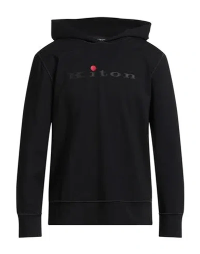 Kiton Man Sweatshirt Black Size L Cotton, Elastane
