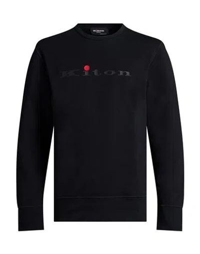 Kiton Man Sweatshirt Black Size L Cotton, Elastane
