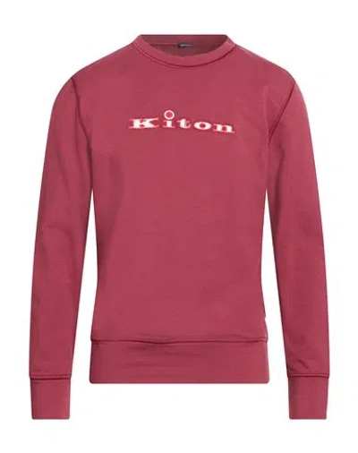 Kiton Man Sweatshirt Burgundy Size L Cotton, Elastane In Red