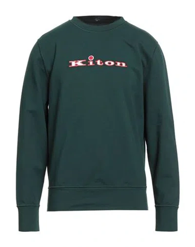 Kiton Man Sweatshirt Green Size L Cotton, Elastane