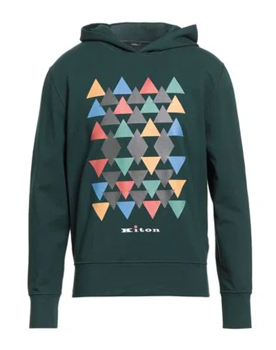 Kiton Man Sweatshirt Green Size L Cotton, Elastane
