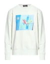 Kiton Man Sweatshirt Light Green Size L Cotton, Elastane In White