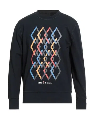 Kiton Man Sweatshirt Midnight Blue Size L Cotton, Elastane