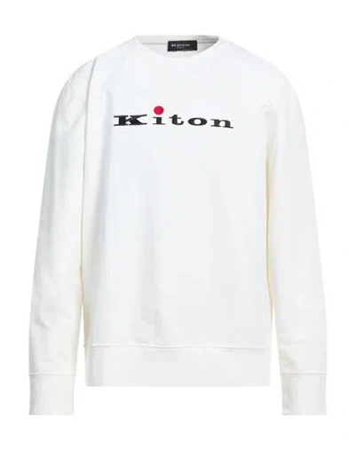 Kiton Man Sweatshirt Off White Size Xl Cotton, Elastane