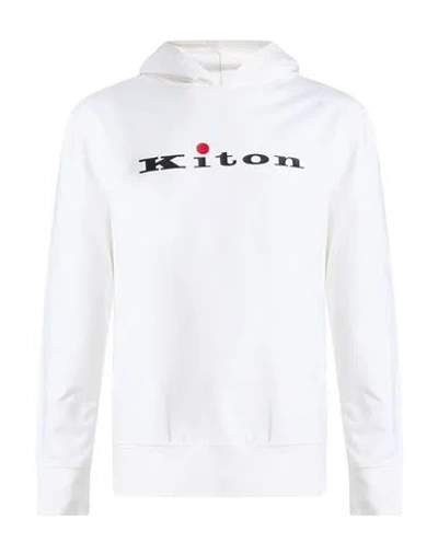 Kiton Man Sweatshirt White Size Xl Cotton, Elastane