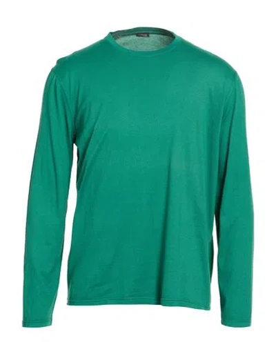 Kiton Man T-shirt Green Size M Cotton, Cashmere