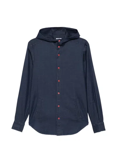 Kiton Mariano Hooded Button-fastening Shirt In Blue