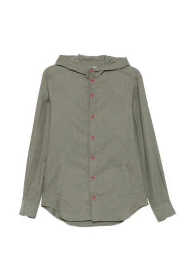 Kiton Mariano Hooded Button-up Shirt In Gray