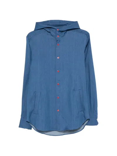 Kiton Mariano Hooded Shirt In Blue