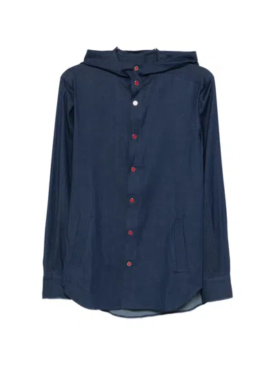 Kiton Mariano Hooded Shirt In Blue
