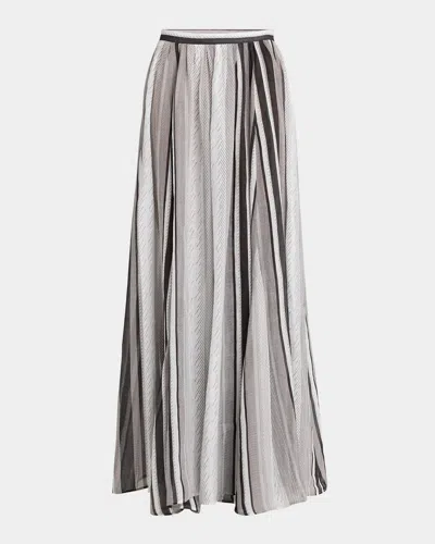 Kiton Max Striped Maxi Skirt In Wht Mult