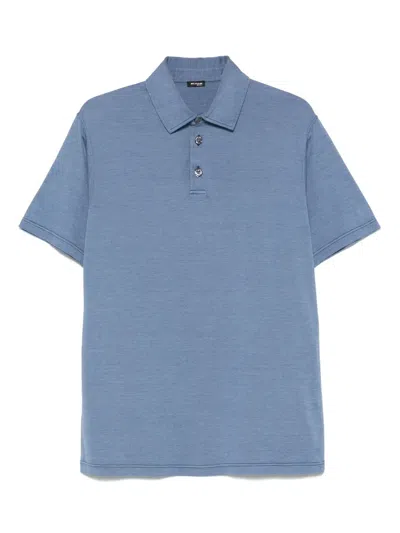 Kiton Mélange-effect Polo Shirt In Blue